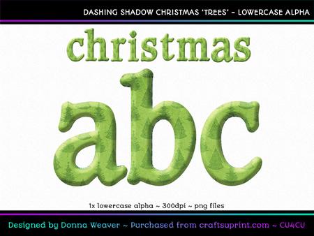 Dashing Shadow Christmas Trees Lowercase Alphabet