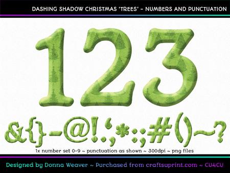Dashing Shadow Christmas Trees Numbers and Punctuation