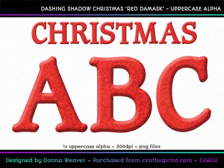 Dashing Shadow Christmas Red Damask Uppercase Alphabet
