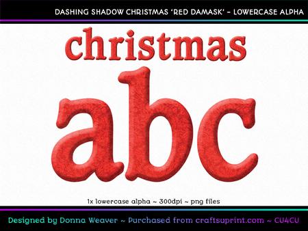 Dashing Shadow Christmas Red Damask Lowercase Alphabet