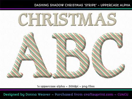 Dashing Shadow Christmas Stripe Uppercase Alphabet