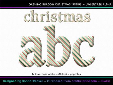 Dashing Shadow Christmas Stripe Lowercase Alphabet