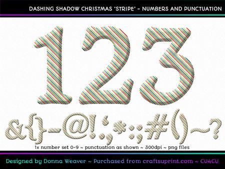 Dashing Shadow Christmas Stripe Numbers and Punctuation