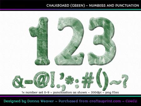 Cu4cu Chalkboard Green Numbers and Punctuation