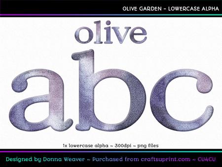 Olive Garden Lowercase Alphabet