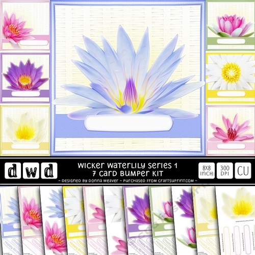 Wicker Waterlily Series 1 - 7 Quick 8x8 Cards