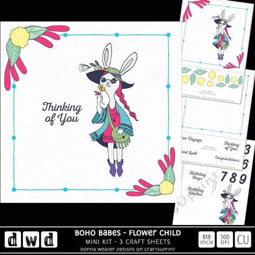 BohoBabes Flower Child 8 inch Cardmaking MiniKit