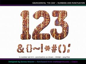 Cu4cu Grungemetal Tin Can Numbers and Punctuation