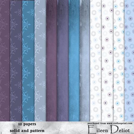 12 Sheets of Purple and Blue Background Papers