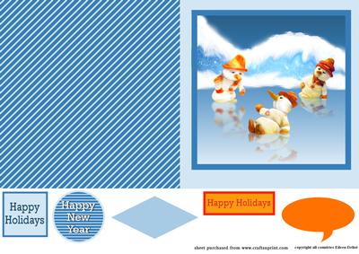 Snowmen on Icy Lake