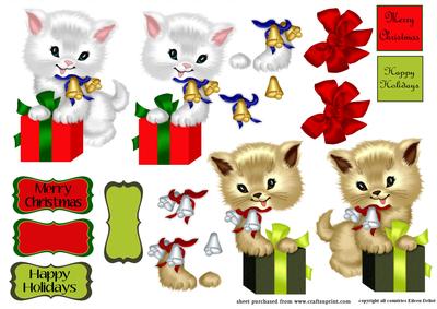 Christmas Kitten with Gift