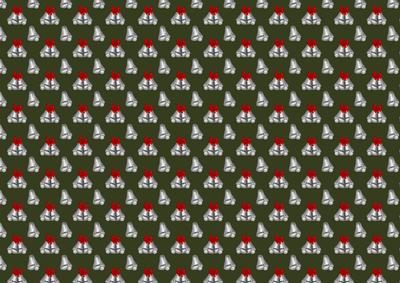 Christmas Kitten with Gift Background with Bells