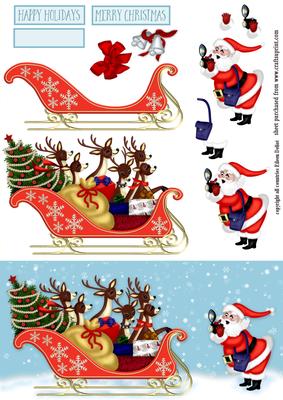 Santa Reindeer and Sleigh