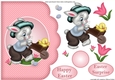 Easter Bunny with wheel barrow and baby chick