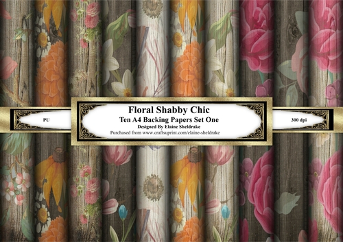 Floral Shabby Chic  - Ten A4 Backing Papers - Set One