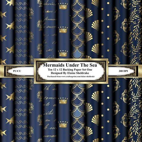 Mermaids Under The Sea - Ten 12 x 12 Papers - Set One