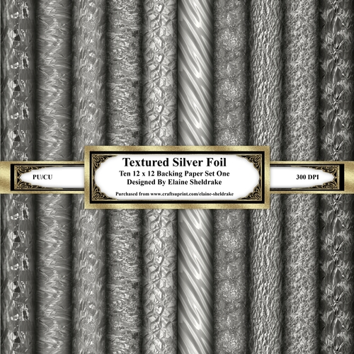 Textured Silver Foil - Ten 12 x 12 Papers Set One