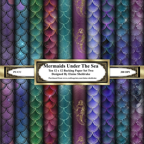 Mermaids Under The Sea - Ten 12 x 12 Papers Set Two