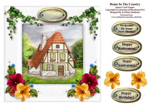 Home In The Country Card Topper For New Home, Birthdays, Anniversary & Retirement