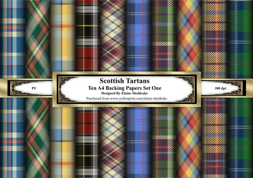 Scottish Tartans Ten A4 Backing Papaers Set One