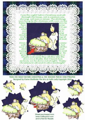 Twas the Night Before Christmas & Sleeping Mouse Blue Tartan