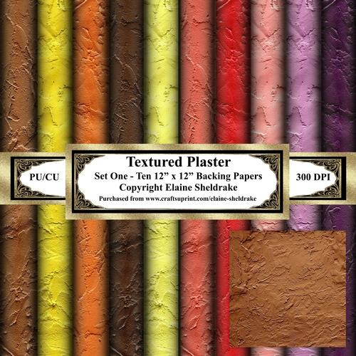 Textured Faux Artex Plaster - Ten 12 x 12 Sheets Backing Papers Set One