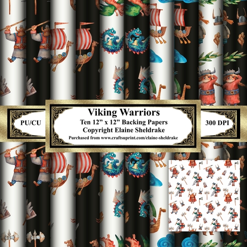 Viking Warriors - Set One - Ten Sheets Of 12 x 12 Backing Papers 