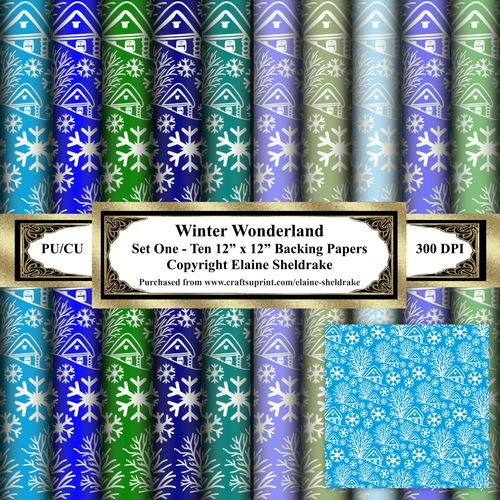 Winter Wonderland - Set One - Ten 12 x 12 Backing Papers 