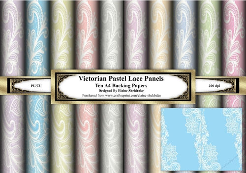 Victorian Lace Panels - Ten Pastel A4 Backing Papers