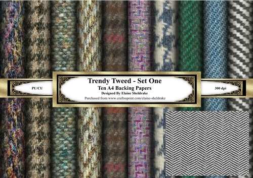 Trendy Tweeds Set One - Ten A4 Sheets of Backing Paper