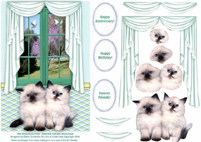 Two Persian Kittens - Forever Friends Decoupage Card Topper