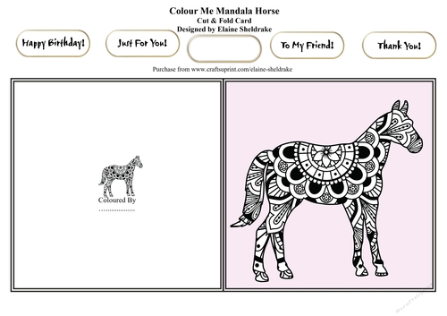 Colour Me Mandala Horse - Cut & Fold Card