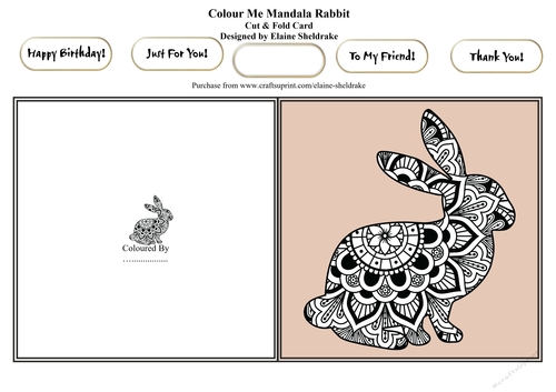 Colour Me Mandala Rabbit - Cut & Fold Card