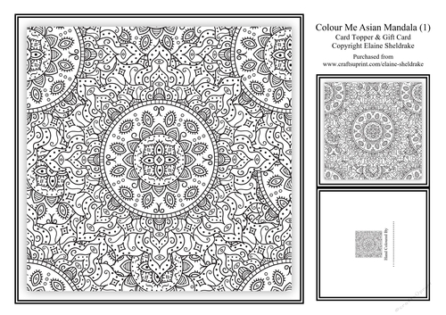 Colour Me Asian Mandala (1) - 8 x 8 Card Topper & Gift Card