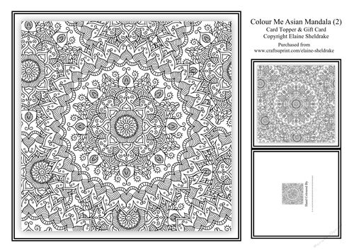 Colour Me Asian Mandala (2) - 8 x 8 Card Topper & Gift Card