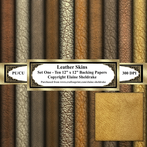 Leather Skins - Set One -  Ten 12 x 12 Backing Papers 