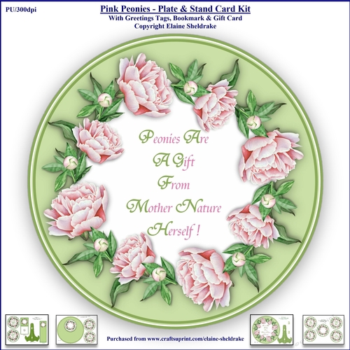 Pink Peonies - Plate & Stand Card Kit