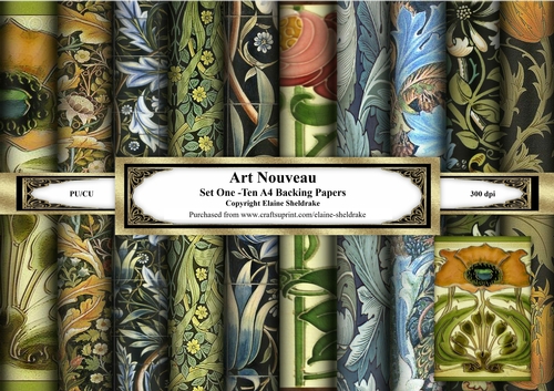 Art Nouveau - Ten A4 Backing Papers