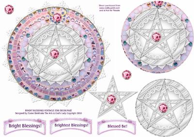 Bright Blessings Wiccan Pagan Pentacle Star Decoupage