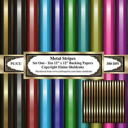 Metal Stripes - Set One - Ten 12 x 12 Sheets