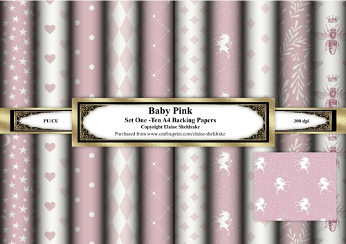 Baby Pink - Set One - Ten Sheets Of A4 Backing Papers