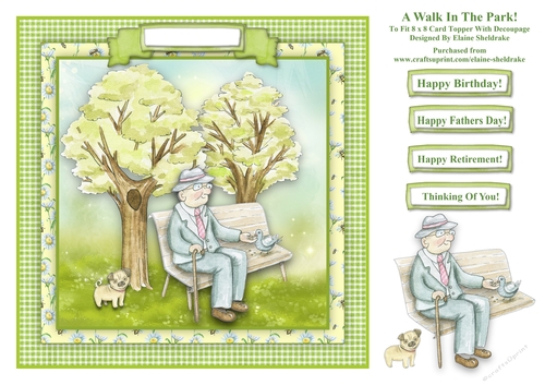 A Walk In The Park - 8 x 8 Card Topper With Decoupage