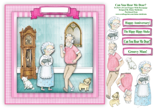 Can You Hear Me Dear? 8 x 8 card Topper & Decoupage