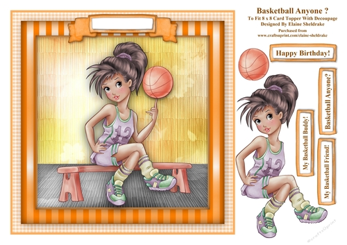 Basketball Anyone?- Square Card Topper & Decoupage