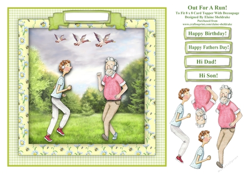 Out For A Run - Square Card Topper & Decoupage