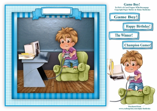 Game Boy - Square Card Topper With Decoupage