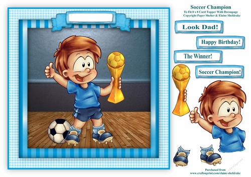 Soccer Champion - Card Topper With Decoupage 