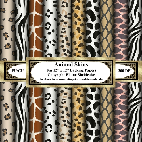 Animal Skins - Set One - Ten 12 x 12 Backing Papers