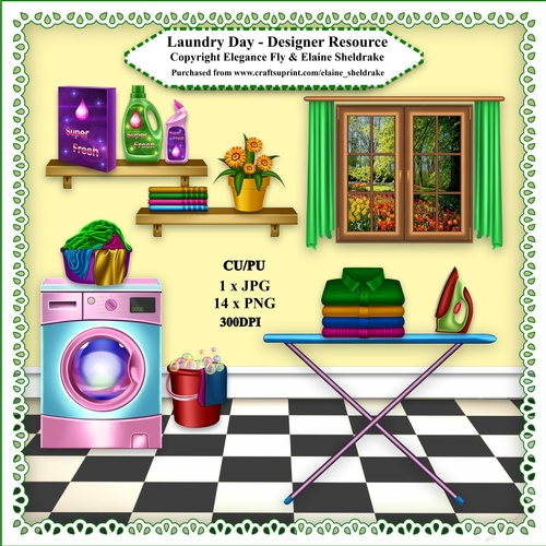 Laundry Day - Designer Resource Clipart Kit For Cardmaking, Scrap Books Etc.