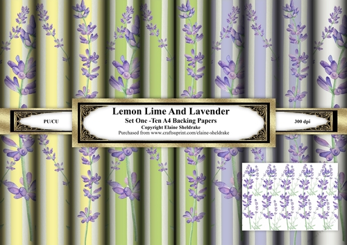 Lemon, Lime & Lavender - Ten Sheets Of A4 Backing Paper - Set One